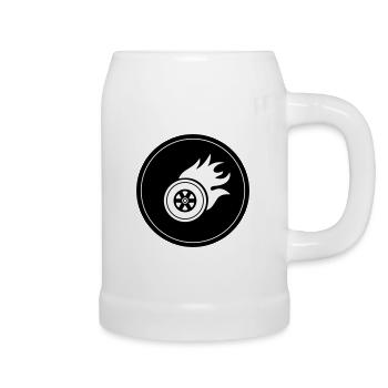 Cercle de tir de pneu - Chope en céramique - blanc - Droite