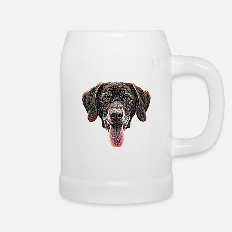 Chocolate Labrador Retriever Face - Beer Mug - white