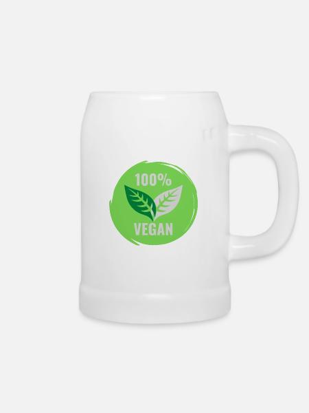 100% VEGAN - Bierkrug - Weiß