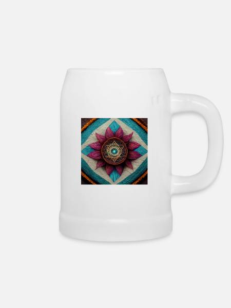 Boho Mandala Abstract - Bierkrug - Weiß