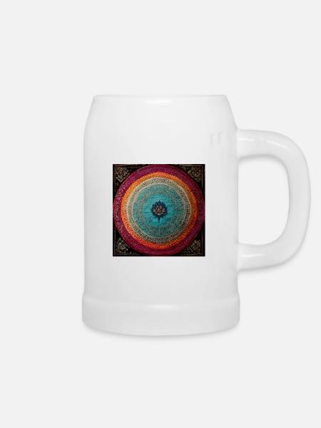 Boho Mandala Abstract - Bierkrug - Weiß