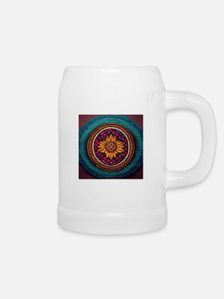 Boho Mandala Abstract - Bierkrug - Weiß