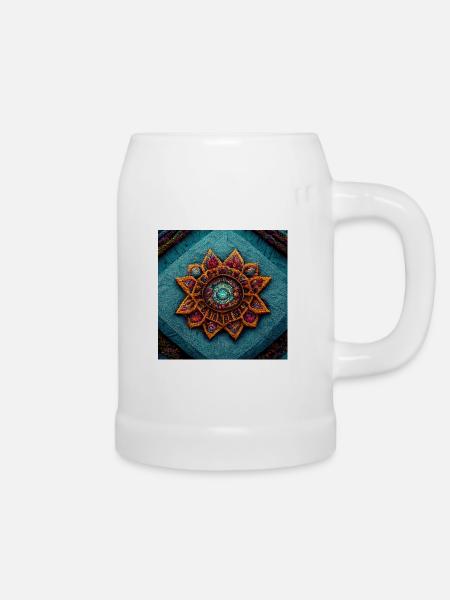 Boho Mandala Abstract - Bierkrug - Weiß