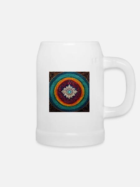Boho Mandala Abstract - Bierkrug - Weiß