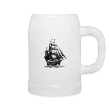Segelschiff auf hoher See: Freiheit und Abenteuer - Bierkrug - Weiß - Rechts