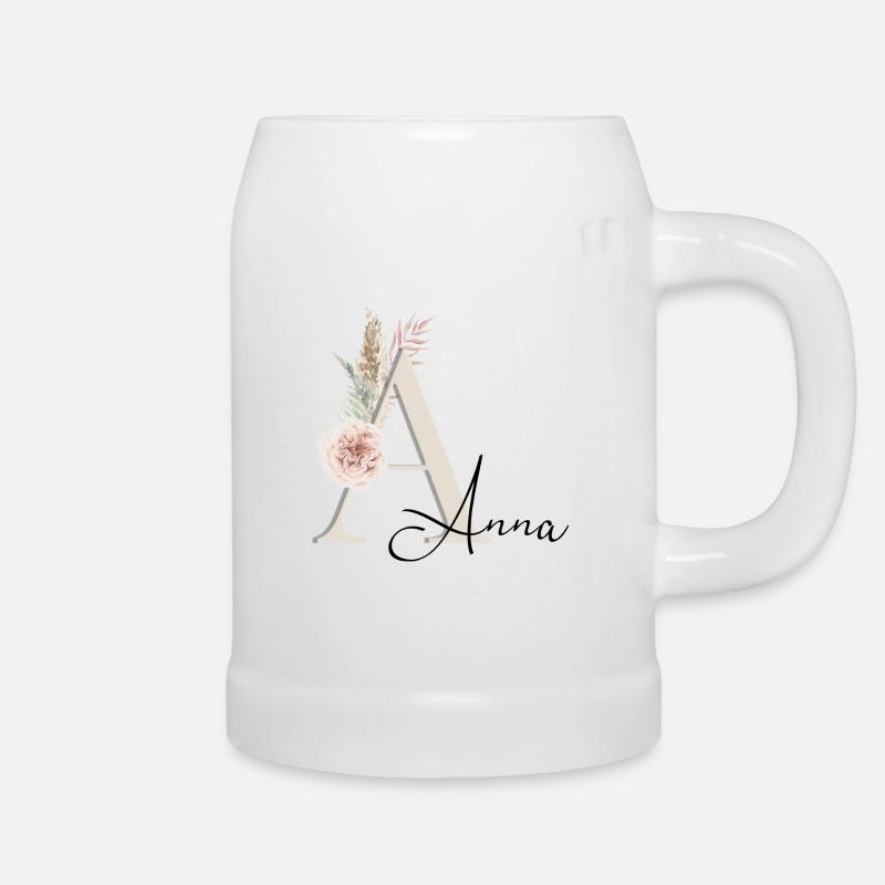 Anna! Name Boho - Beer Mug - white