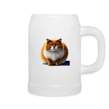 Fat Cat with Fluffy Fur - Beer Mug - white - Right