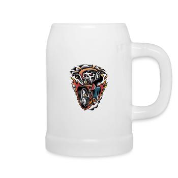 Biker old-school tattoo art - Beer Mug - white - Right
