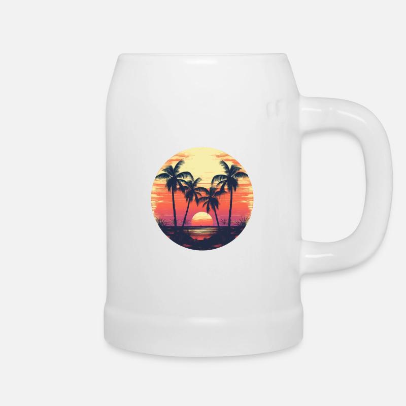 Palm Sun Summer Vintage - Beer Mug - white