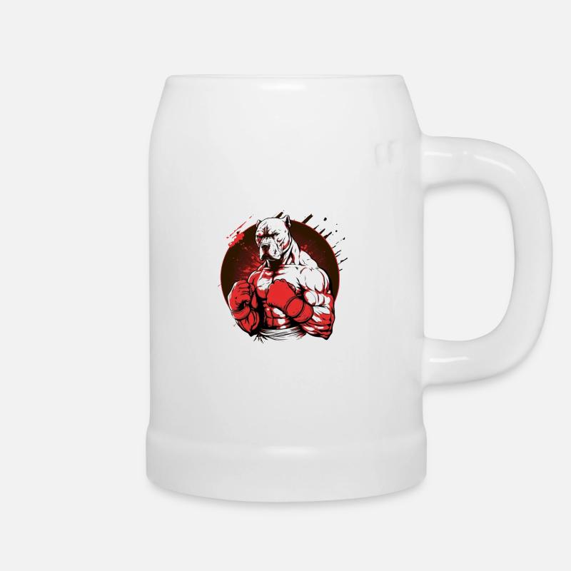 Fighting Pitbull Dog Fighter - Beer Mug - white