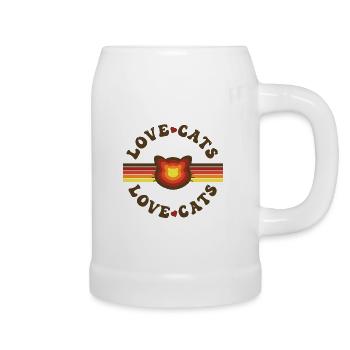 Retro Vibe Love Cats - Bierkrug - Weiß - Rechts