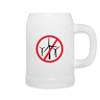 Stop Wind Turbines No to Wind Farms and Wind Parks - Beer Mug - white - Right
