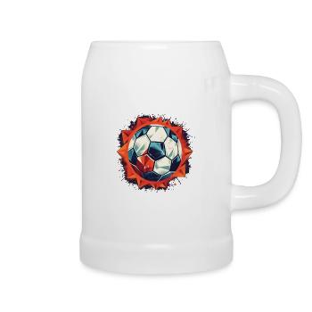Ballon de football - Chope en céramique - blanc - Droite