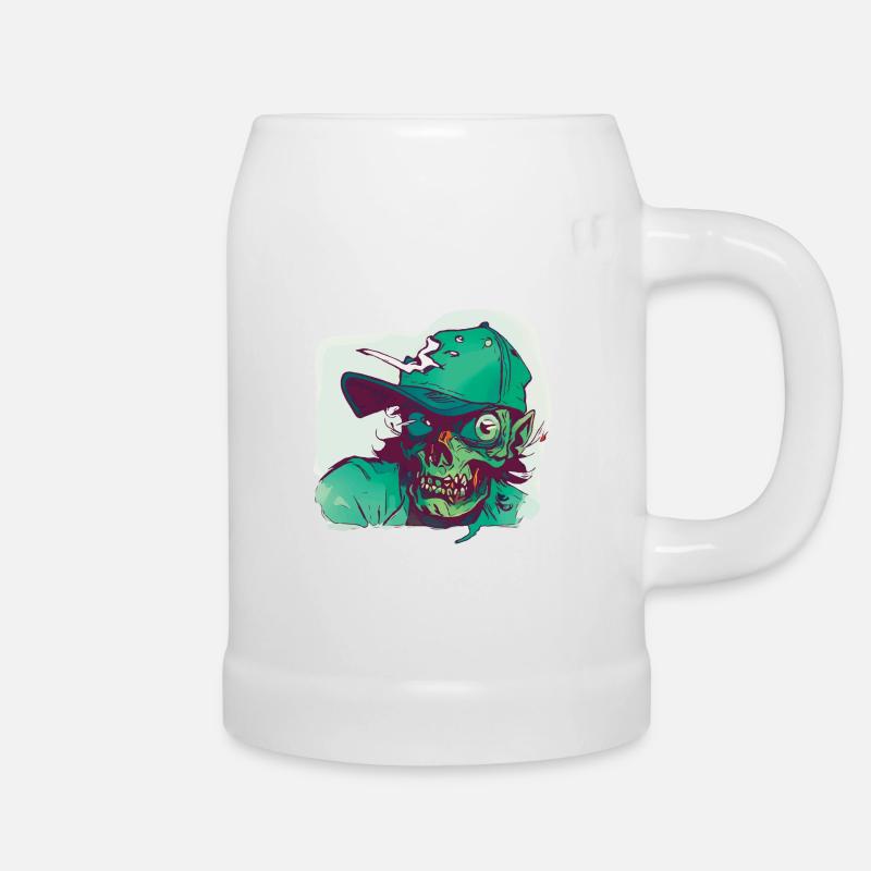 Zombie with Hat - Beer Mug - white