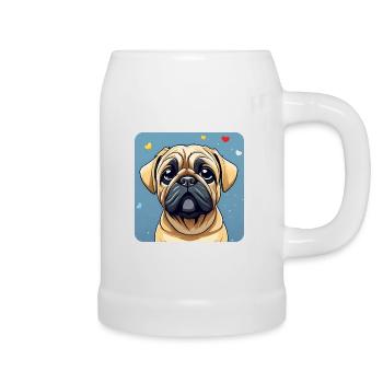 Niedlicher kleiner Mops mit Hundeblick - Bierkrug - Weiß - Rechts