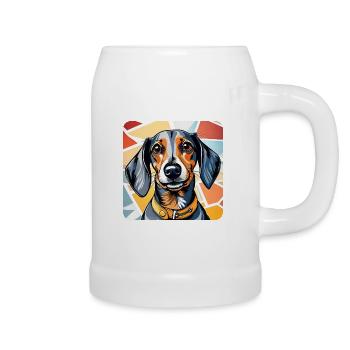 Cute cute dachshund dog - Beer Mug - white - Right