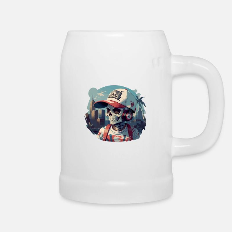 Urban Skull mit Kopfhörern - Bierkrug - Weiß