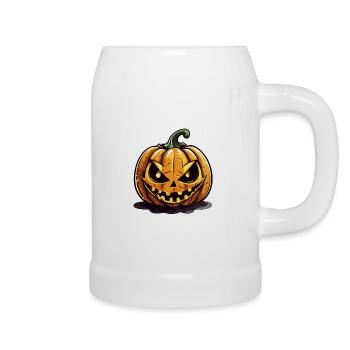 Menacing Jack o' Lantern Pumpkin - Beer Mug - white - Right