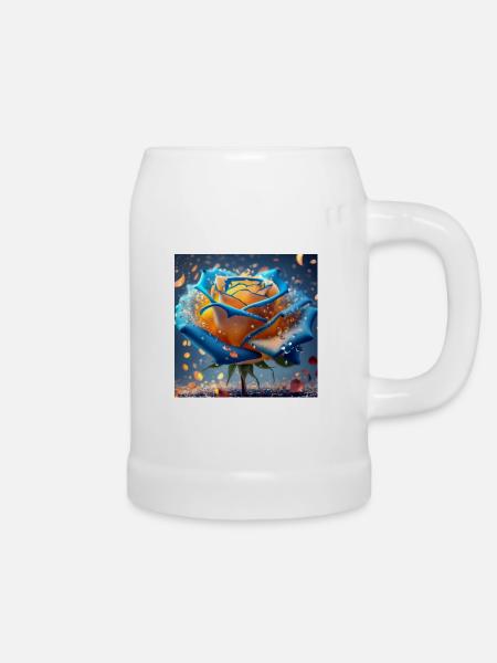 Bunte Blume - Bierkrug - Weiß