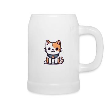 Katze - Kawaii Style - Bierkrug - Weiß - Rechts