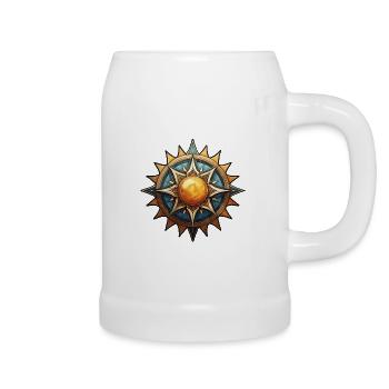 Artistic Sun, Sun Symbol, Star - Beer Mug - white - Right
