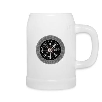 Weißer Wikinger Kompass Valhalla Vegvisir - Bierkrug - Weiß - Rechts