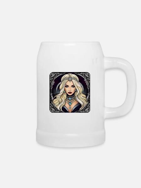 Mystische Gothik Frau - Bierkrug - Weiß
