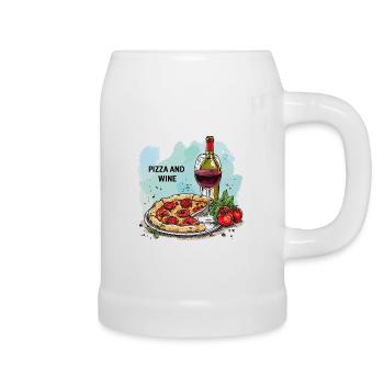 Pizza and Wine Food Alcohol - Beer Mug - white - Right