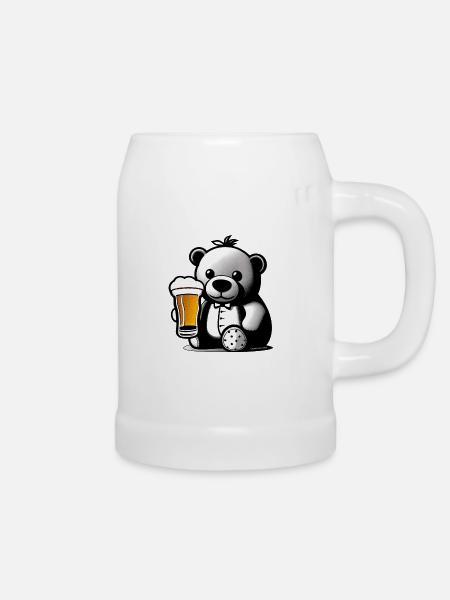 Teddy drinking Beer - Bierkrug - Weiß