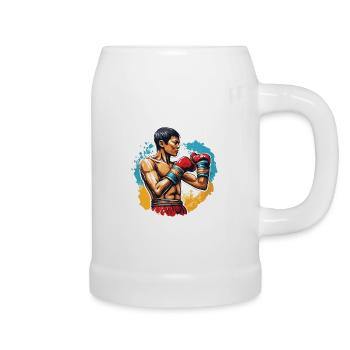 Boxer / Sport / Kampf / Arena / Boxring / Fäuste - Bierkrug - Weiß - Rechts