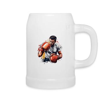Boxeur / Sports / Combat / Arène / Ring de boxe / Poings - Chope en céramique - blanc - Droite