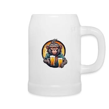 Monkey / Animal / Zoo / Babian / Wild / Comic - Beer Mug - white - Right