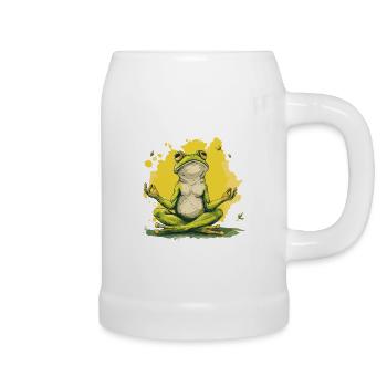 Yoga, Frog, Relaxation, Chilling, Meditation - Beer Mug - white - Right