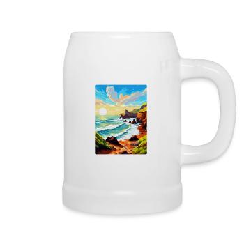 Hartland Quay Devon Vintage Reiseposter Souvenir - Bierkrug - Weiß - Rechts