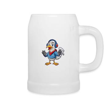 Albatross Funny Cartoon Character Headphone Music - Beer Mug - white - Right