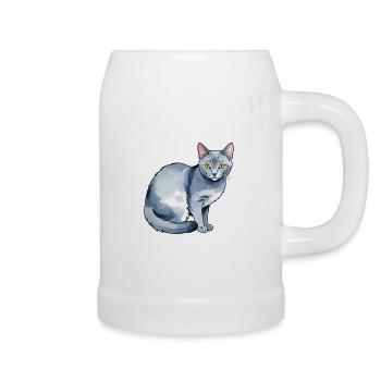 Chat bleu russe Aquarelle - Chope en céramique - blanc - Droite