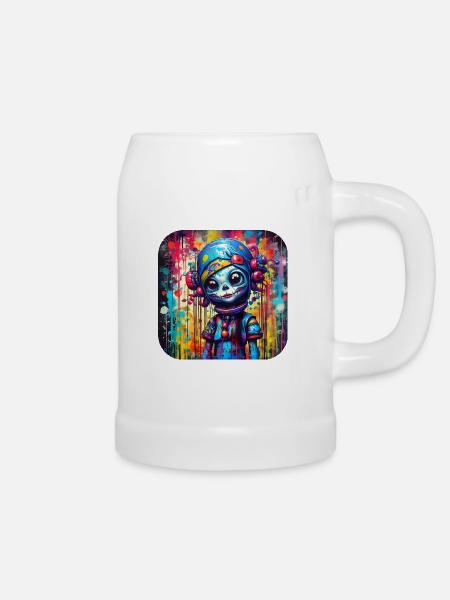 Coole Gothic Girl Puppe - Bierkrug - Weiß