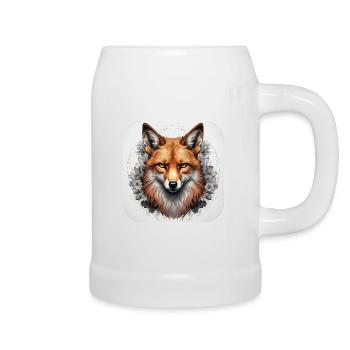 Fuchs mit Blumen - Bierkrug - Weiß - Rechts