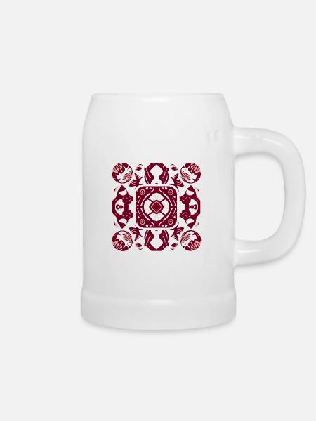 Weiße und rote Abstraktion - Bierkrug - Weiß