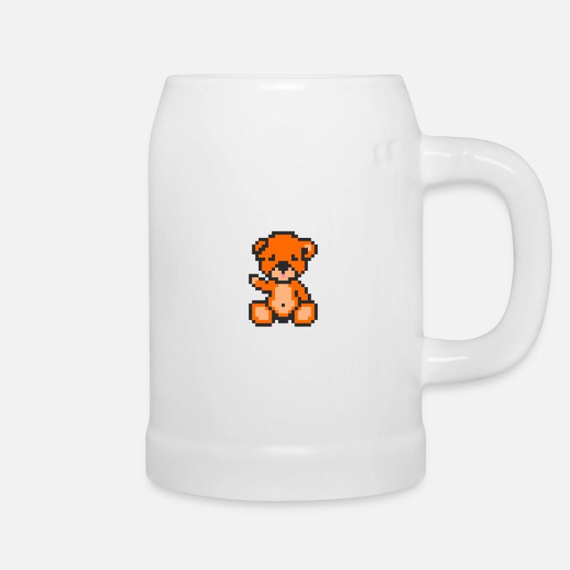 Pixel Bear Orange - Chope en céramique - blanc