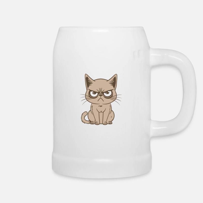 chat énervé, chat drôle, chat pas content - Chope en céramique - blanc