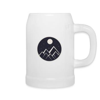 Mountain in Starry Night logo - Beer Mug - white - Right