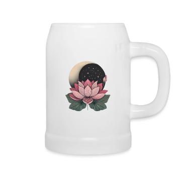 Elegante Lotusblume mit Mond-Design - Bierkrug - Weiß - Rechts