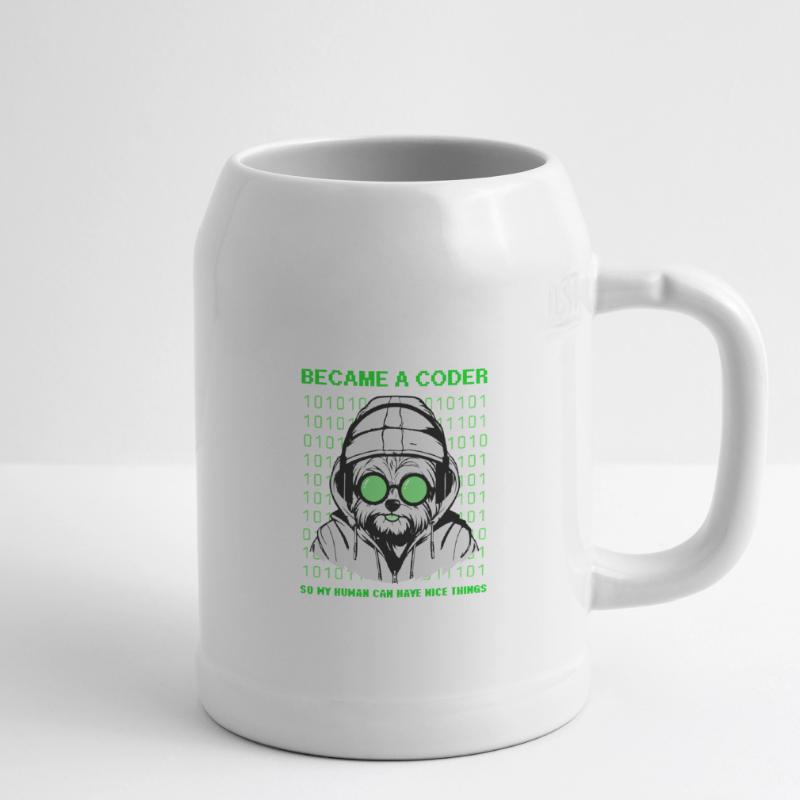 Became a Coder – Hacker Dog Binary Look Beer Mug