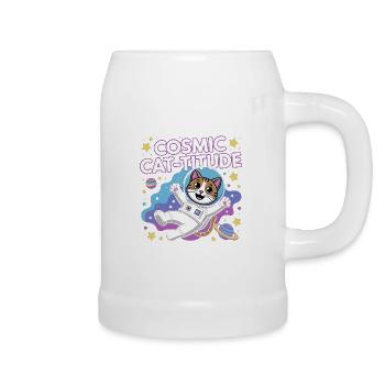 Cosmic Cat-titude – Intergalaktische Katzenpower - Bierkrug - Weiß - Rechts