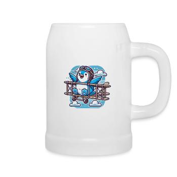 Funny Flying Penguin Believe Soar - Beer Mug - white - Right