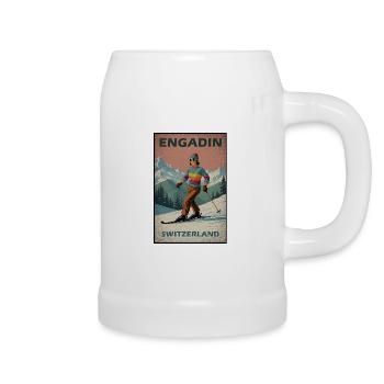 Engadin Skifahren Alpen - Bierkrug - Weiß - Rechts