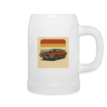Retro Muscle Car Sonnengruß Design - Bierkrug - Weiß - Rechts