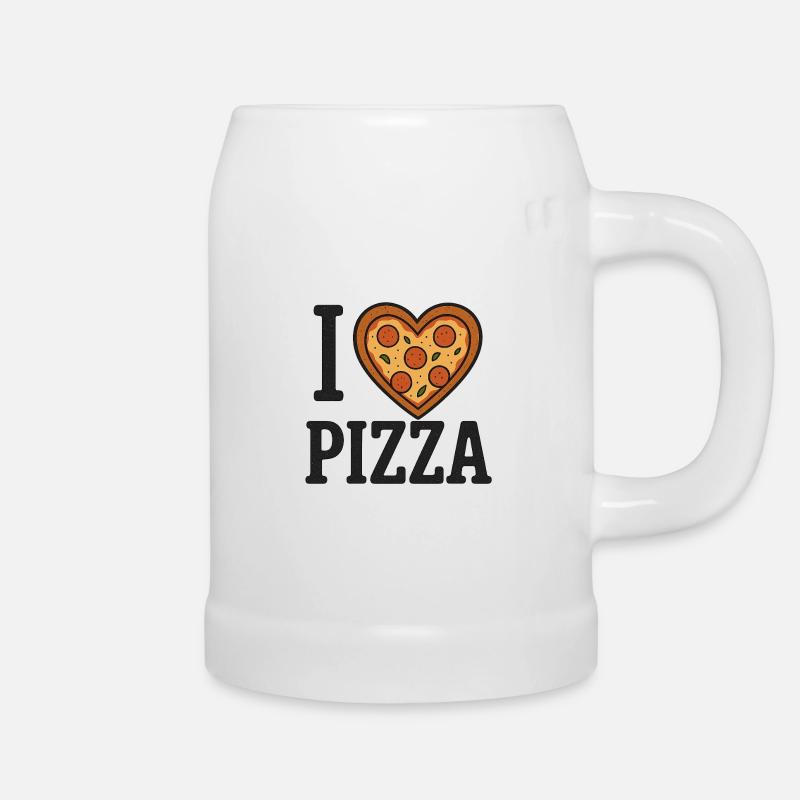 Pizza Lover Shirt – I Heart Pizza Design - Bierkrug - Weiß