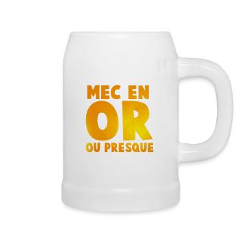 Guy's Impactante or_message T Shirt in Gold Tones - Beer Mug - white - Right